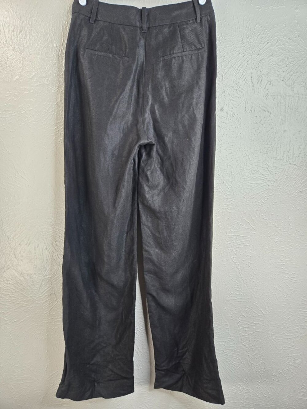 Aritzia Straight Pants 4 Black Pleated Linen Minimalist Heritage Preppy Trousers - Picture 3 of 11